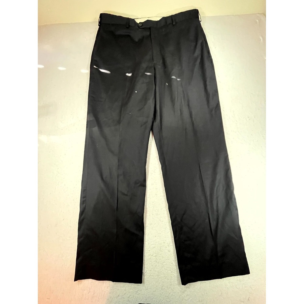 Nautica Dress Pants Mens 38x32 Black Wool Classic Fit Pleated Front Formal